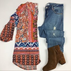 🛍 CATO Tribal Print Three Quarter Sleeve Top L